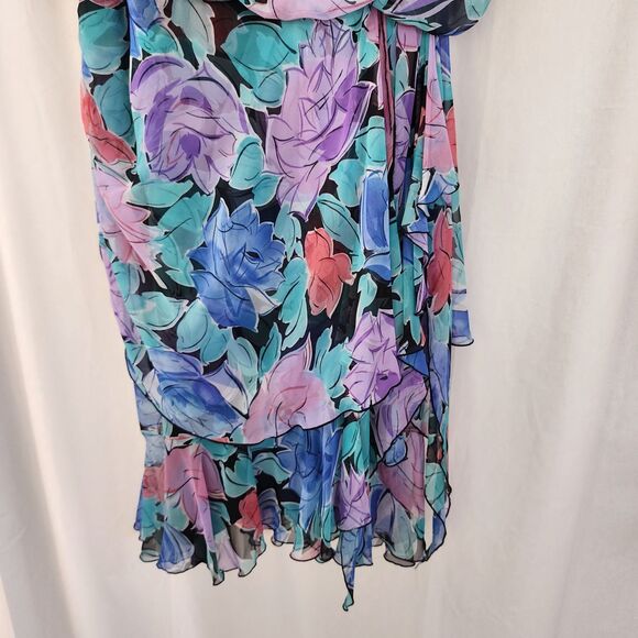 Pat Richards By Michael Maielleo Dress Size S Pastel Floral Flowy Whimsy Vtg USA - Picture 3 of 10